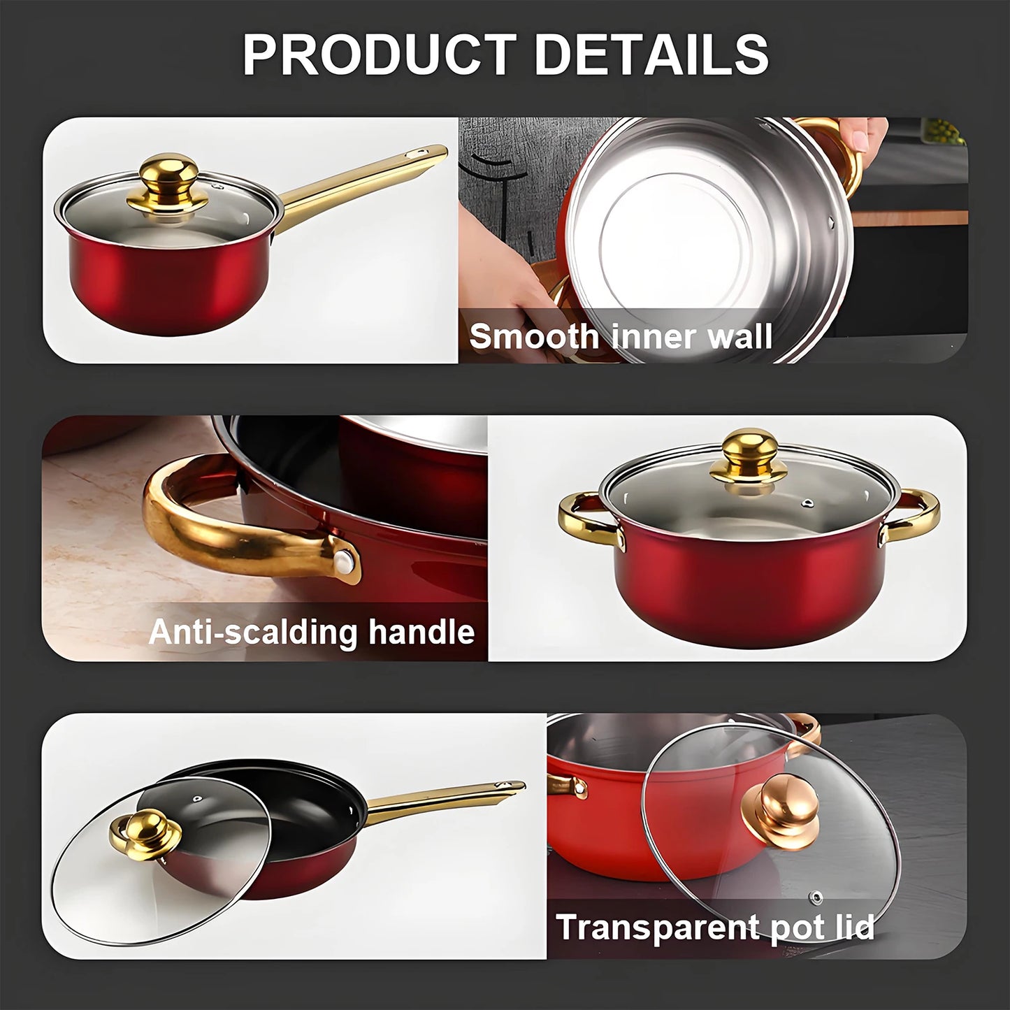 12-Piece Stainless Non-Stick Cookware Set, Multiple Colors