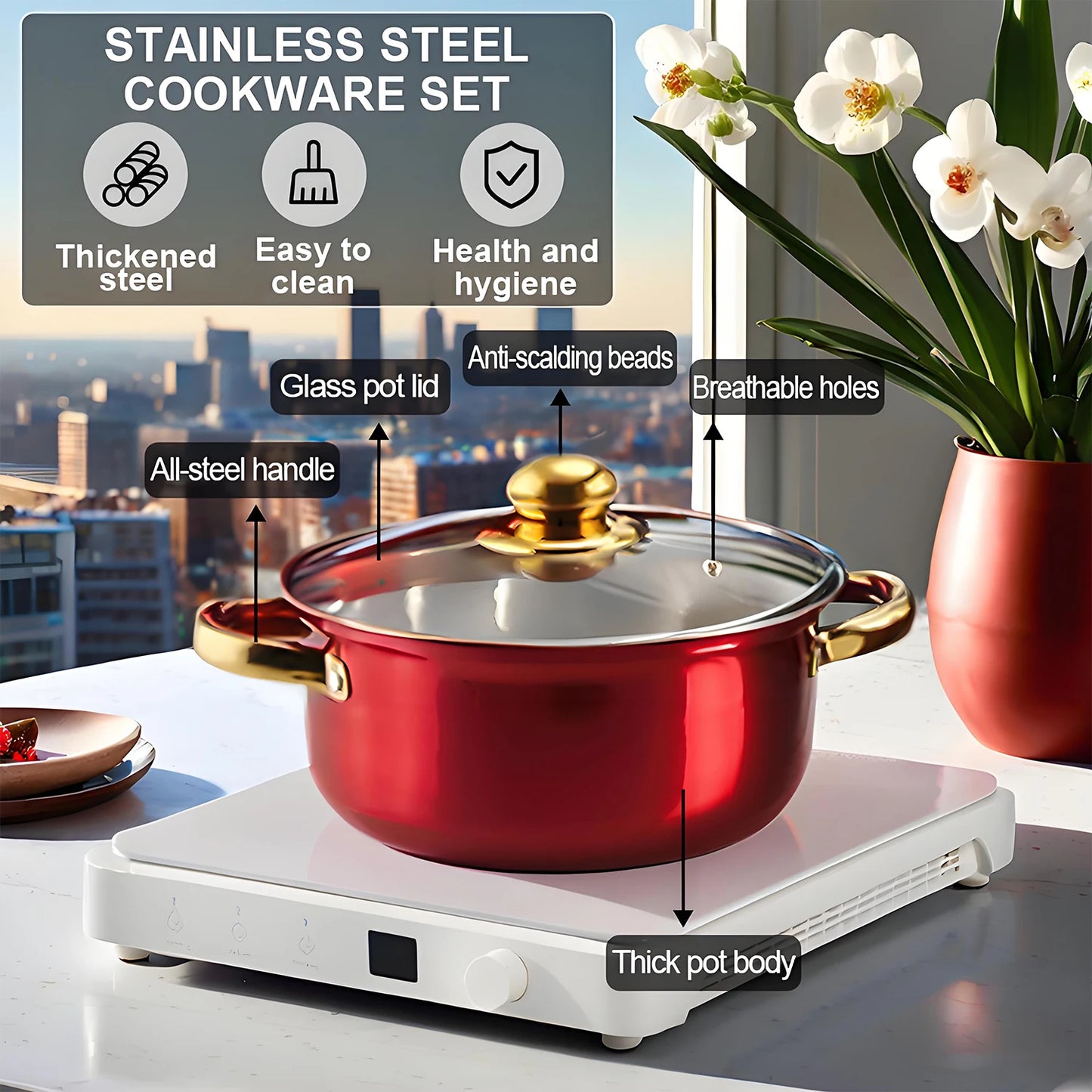 12-Piece Stainless Non-Stick Cookware Set, Multiple Colors