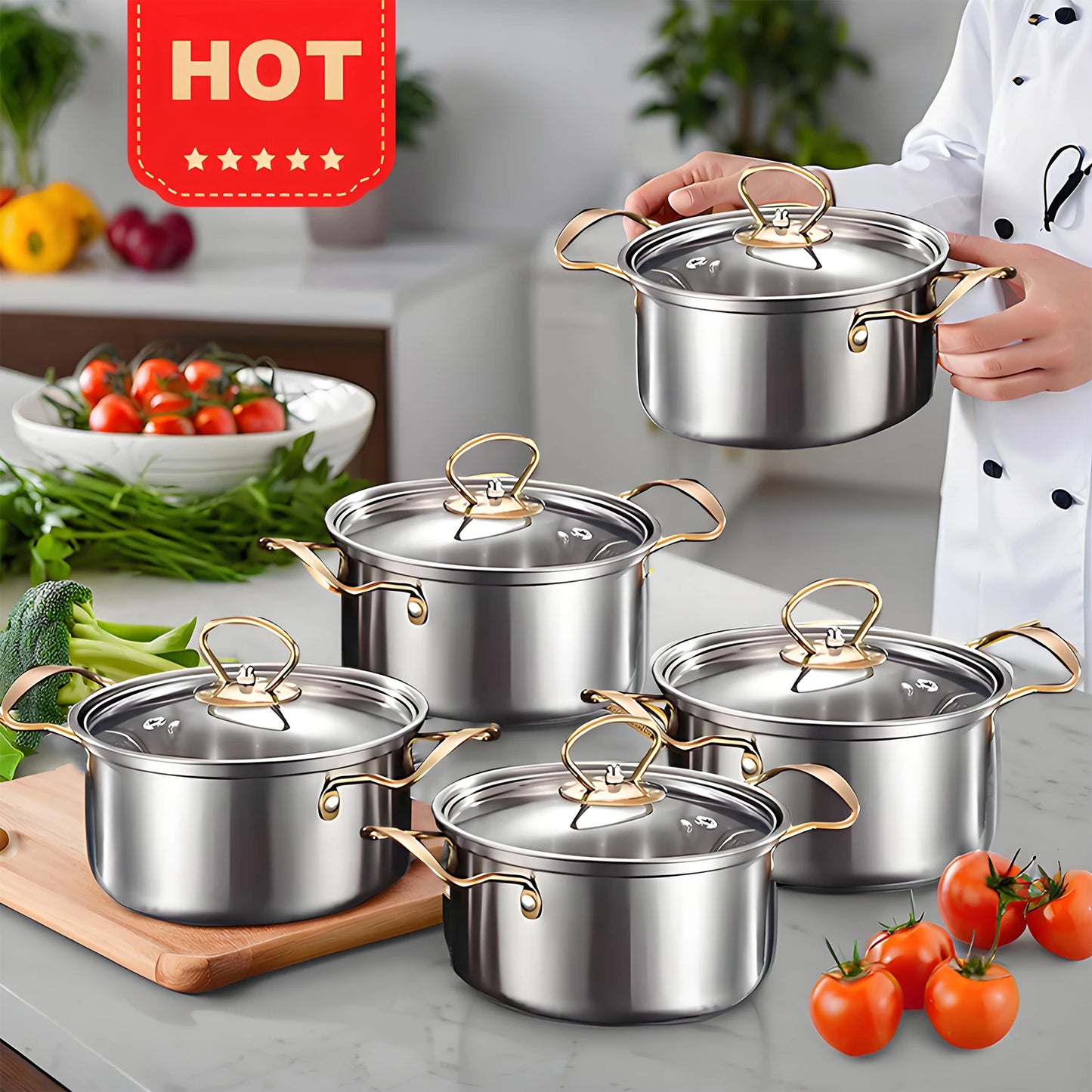 12-Piece Stainless Non-Stick Cookware Set, Multiple Colors