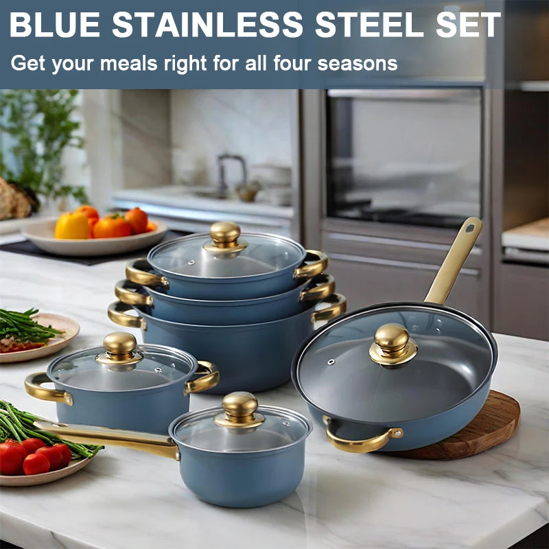 12-Piece Stainless Non-Stick Cookware Set, Multiple Colors