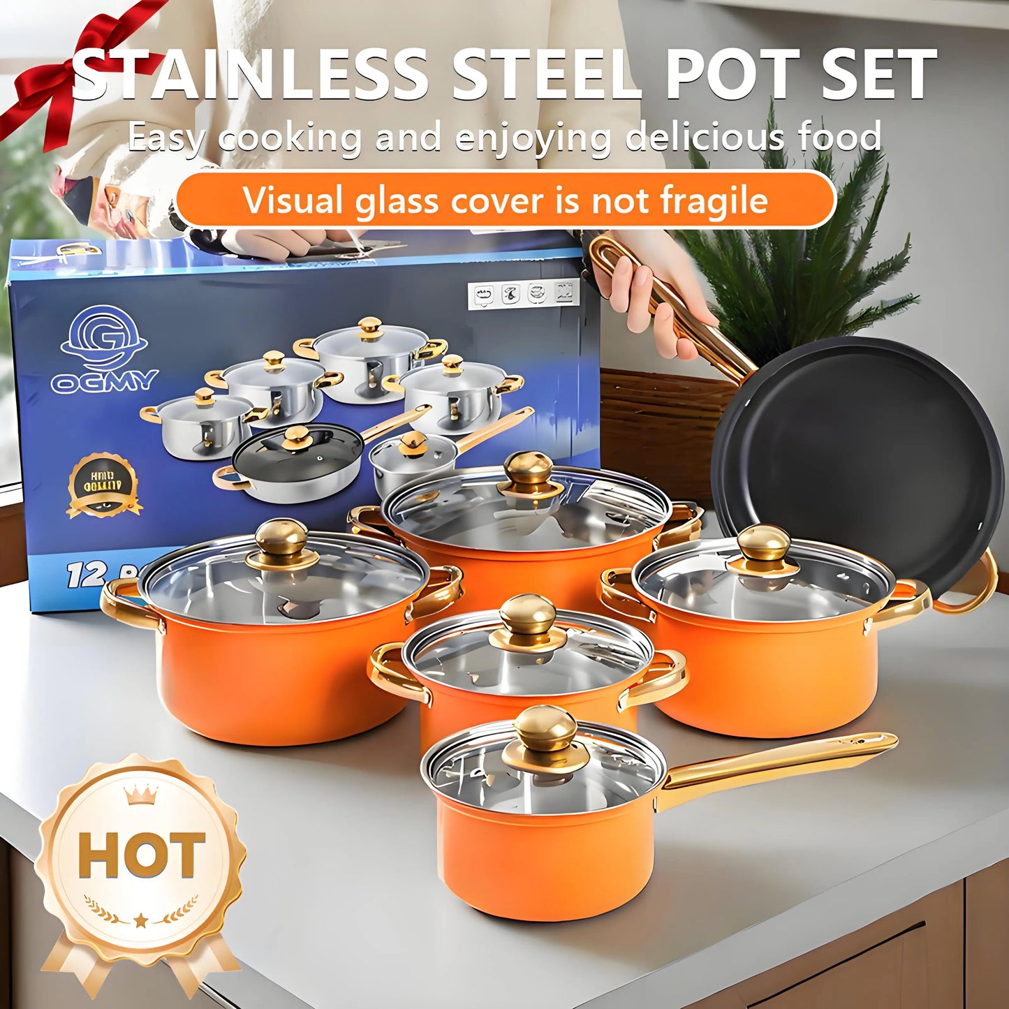 12-Piece Stainless Non-Stick Cookware Set, Multiple Colors