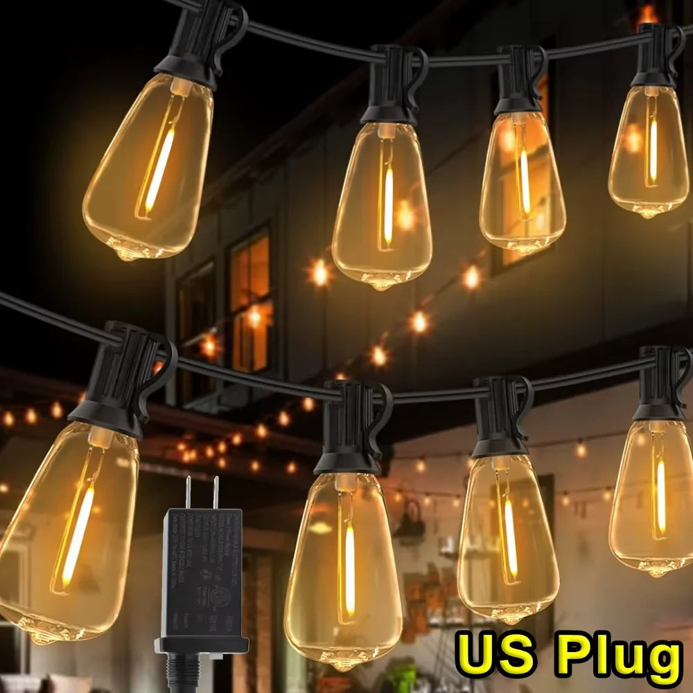 28ft Outdoor String Light 1/2/3/4PCS ST38 LED Bulb, Fairy Lights