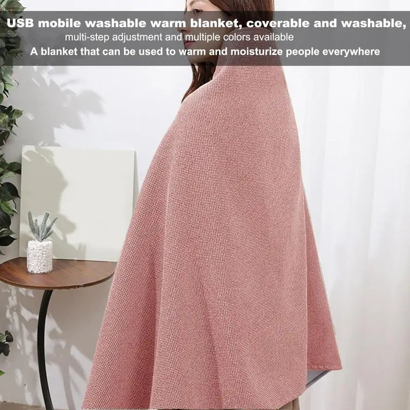 Electric Blanket with 3-Adjustable Heat Levels, USB Plug-In, Washable, Foldable