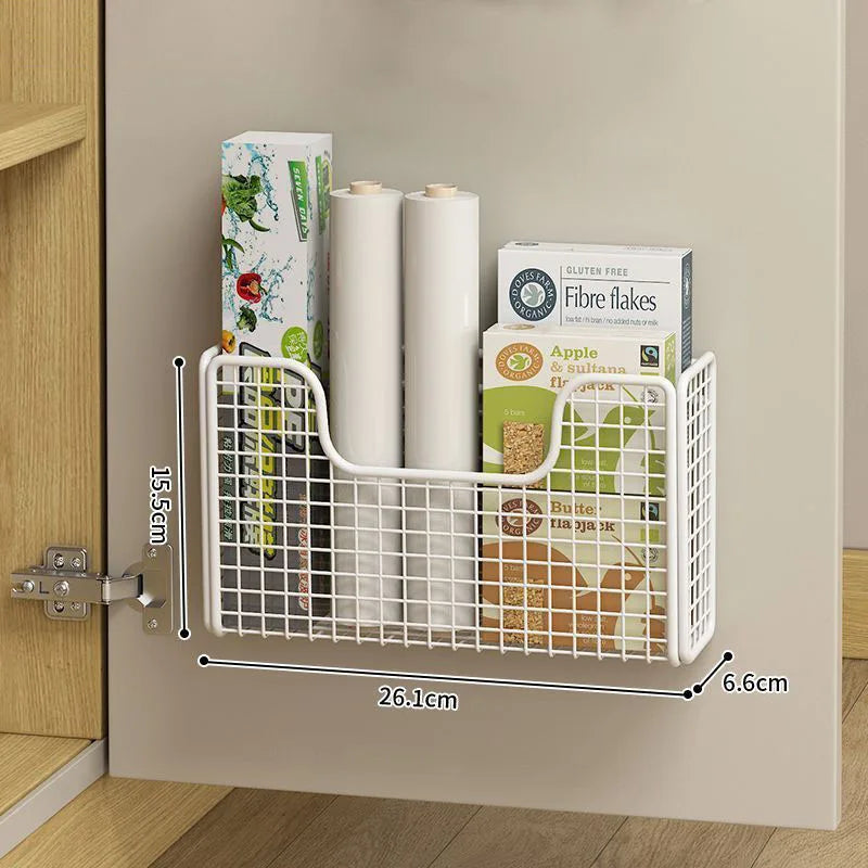 Punch-free Wall Mounted Iron Kitchen Cabinet Door Storage Box, Wall-mounted