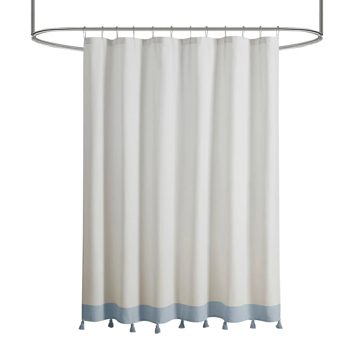 My Texas House Light Blue Tassel Fabric Shower Curtain, 72" x 72"
