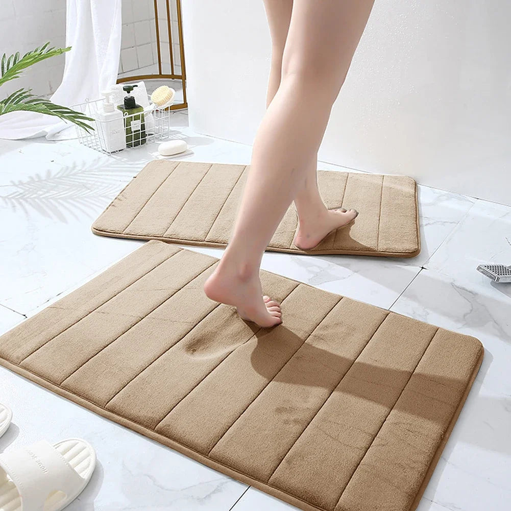 3Pc Set Bath Mats Non-Slip Memory Foam Bathroom Mats, Water Absorption, Dry Fast