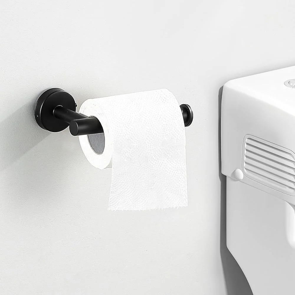 14 Pieces Stainless Steel Matte Black Bathroom Accessories Set, Wall-Mounted Towel Bar, Toilet Paper Holder, Racks, Hooks