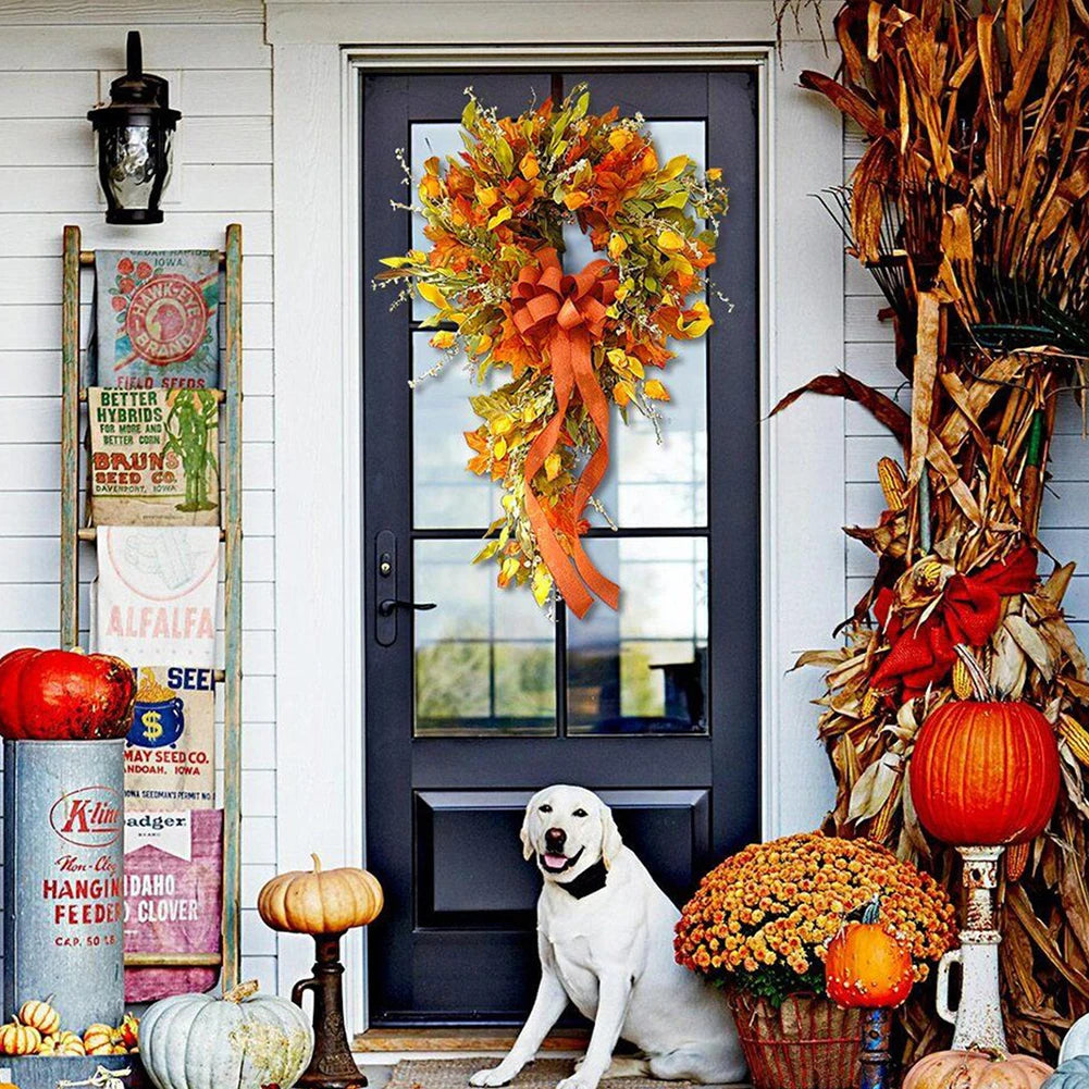 Thanksgiving Farmhouse Autumn Wreath, Maple Leaf