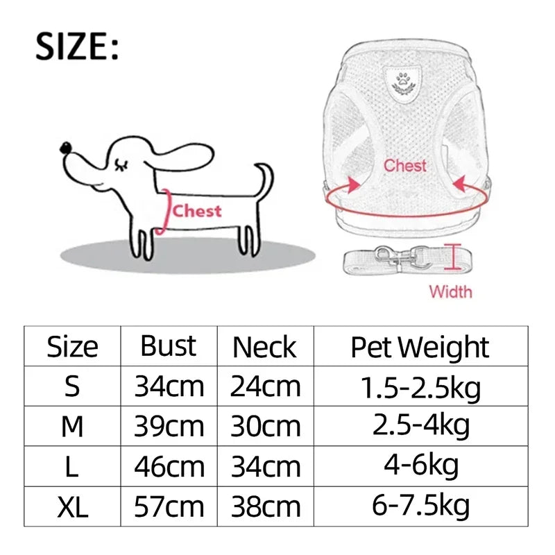 Cat Vest Harness with Lead Leash For Small Dogs and Cats, Polyester, Adjustable, Mesh