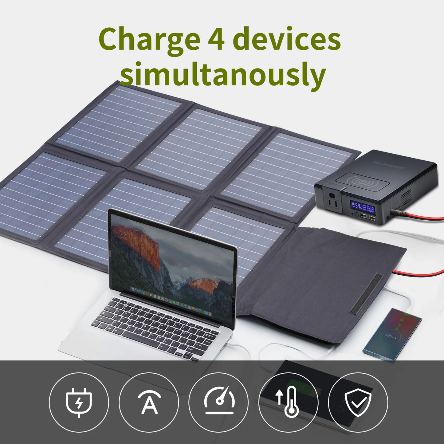 Solar Powerbank 41600mAh 200W Portable Powerstation with Solarpanel 60W,DC,USB,USB-C Output for Camping Laptop Iphone