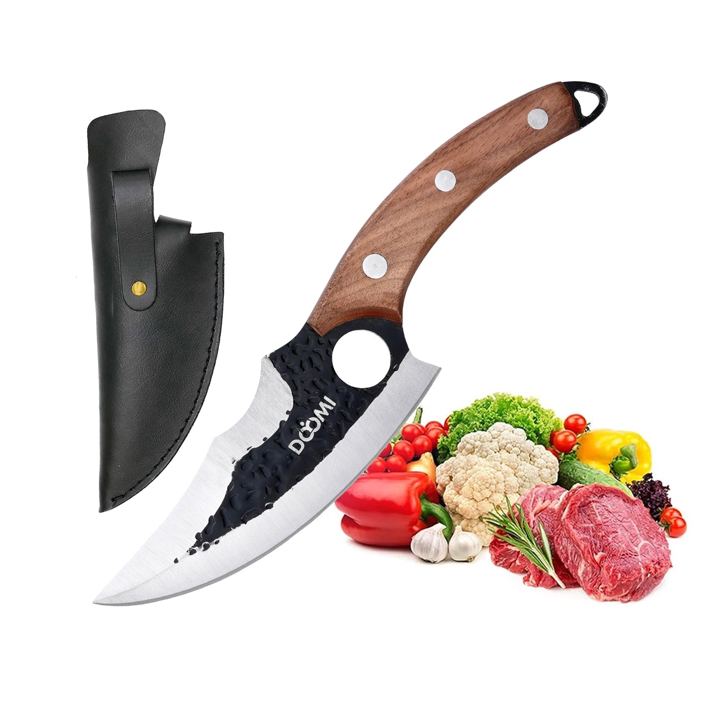 Kitchen Viking Knife with Sheath, Hand-Forged