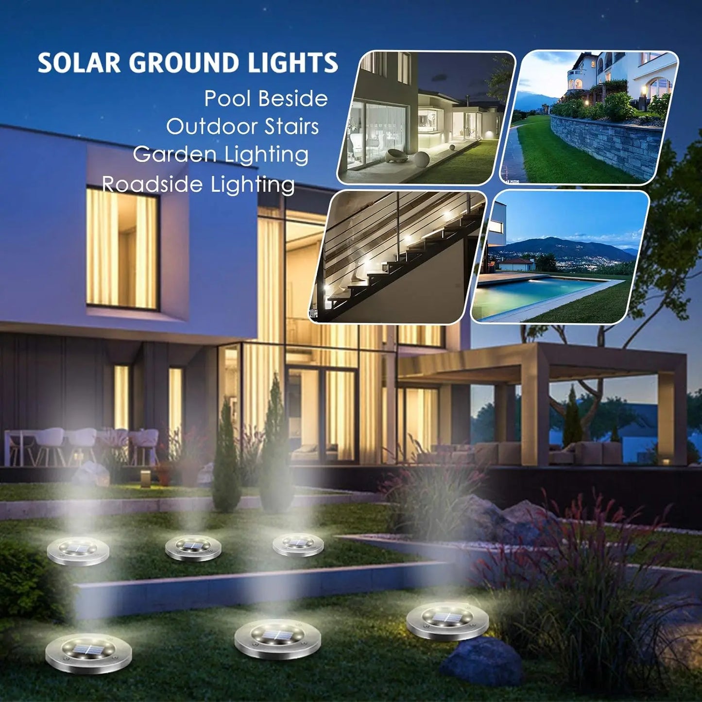 4 or 8pcs Solar Lights Outdoor, Solar Landscape Lighting for Garden, Yard, Pathway (Cool/Warm White)