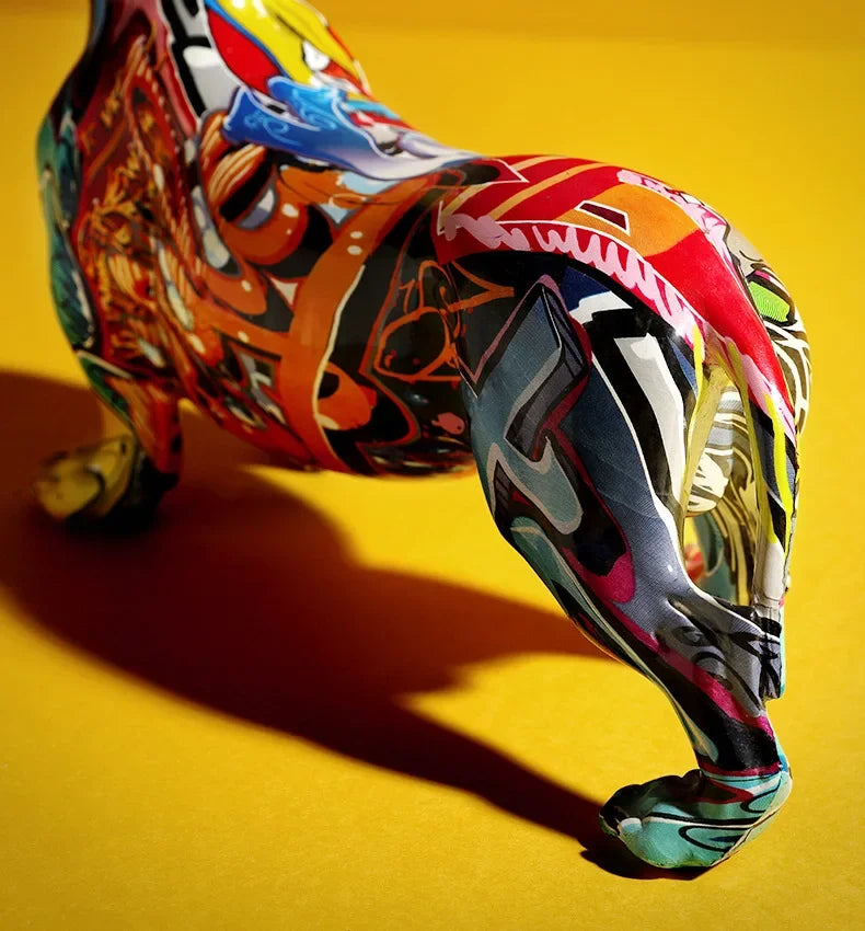 Creative Painted Colorful Dachshund Dog Decoration
