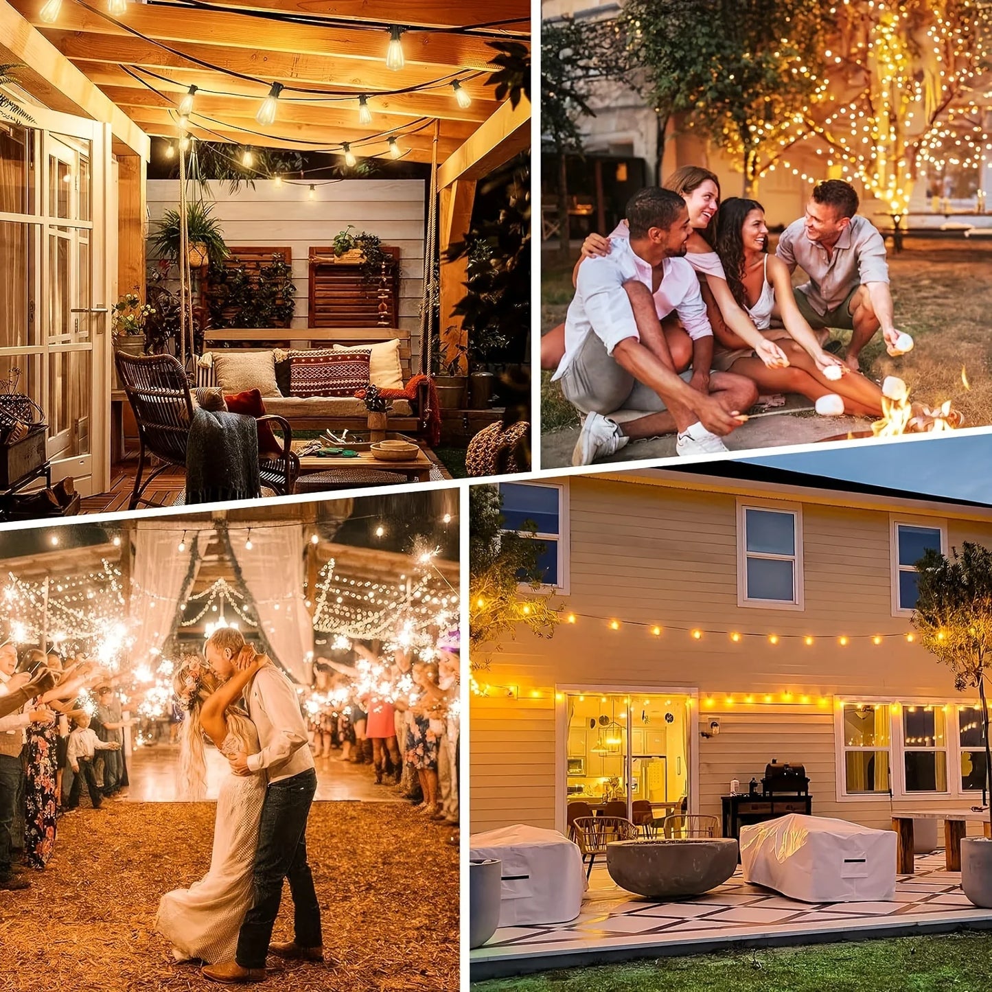 28ft Outdoor String Light 1/2/3/4PCS ST38 LED Bulb, Fairy Lights
