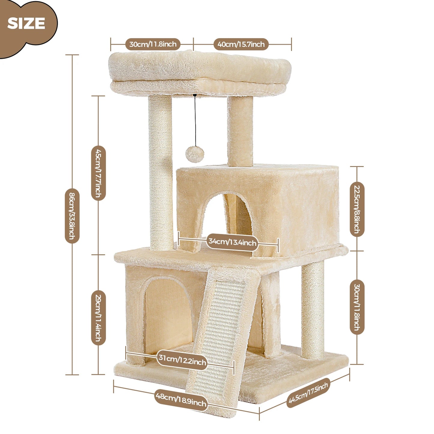Multi-Level Cat Tree For Cats With Perches, Stable