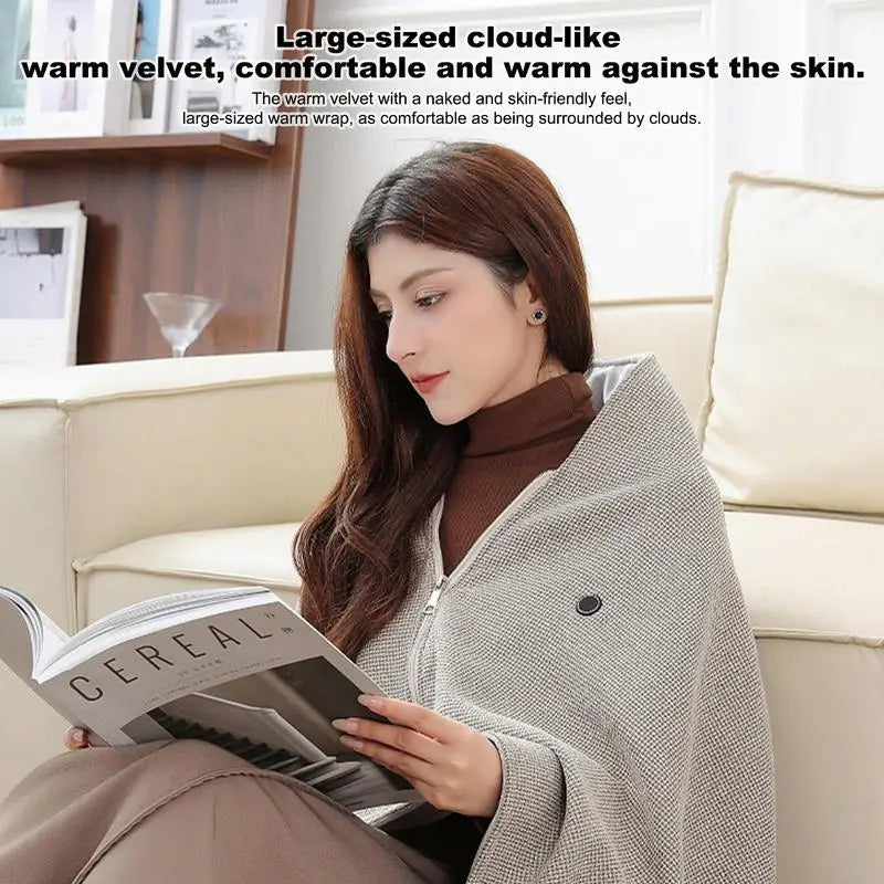 Electric Blanket with 3-Adjustable Heat Levels, USB Plug-In, Washable, Foldable
