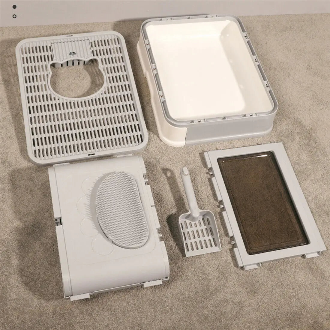 Foldable Cat Litter Box, Front Entry & Top Exit, with Litter Scoop