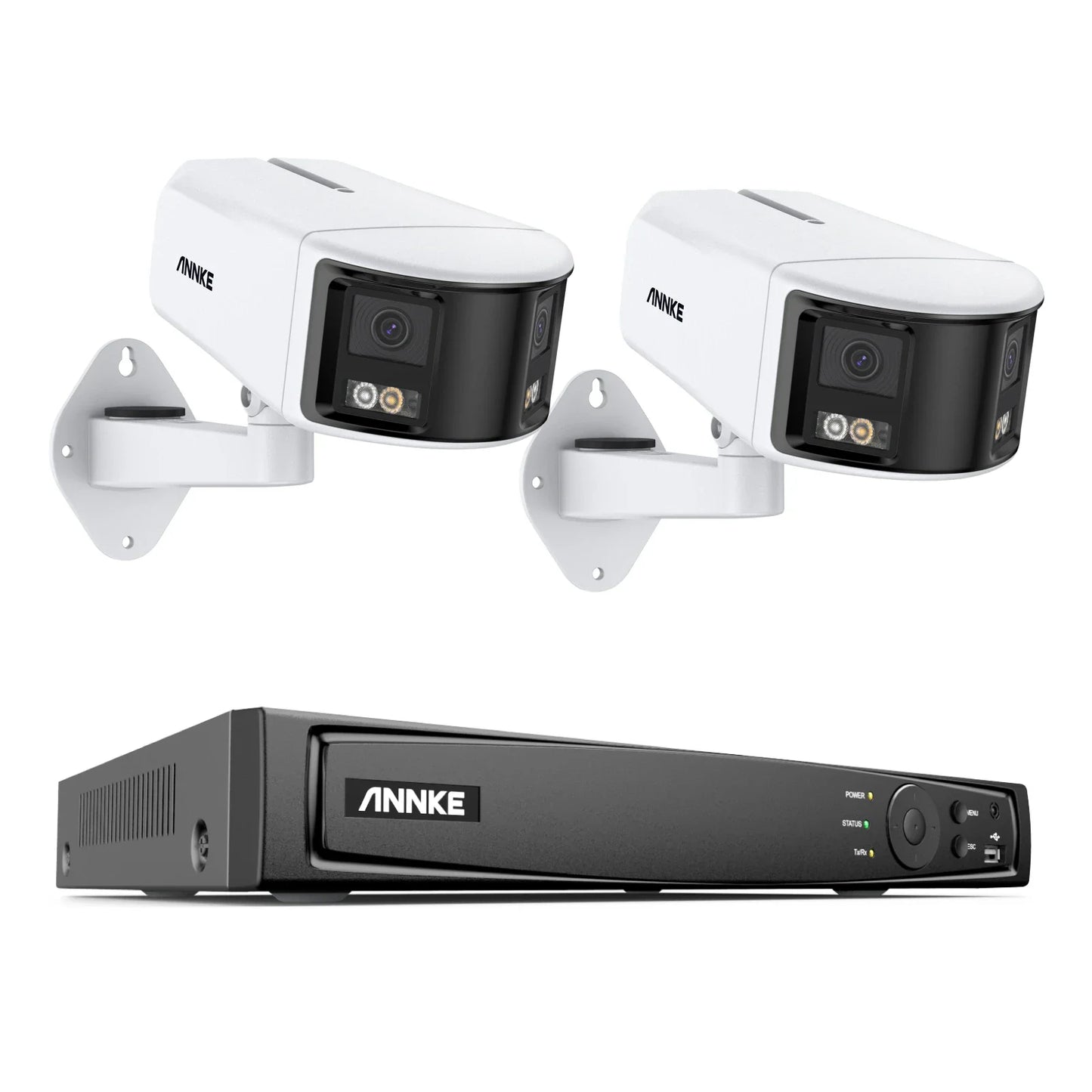 8MP Security Camera, Dual Lens, Ultra HD, AI Human Detection, CCTV Video Surveillance, 180 Degrees Panoramic
