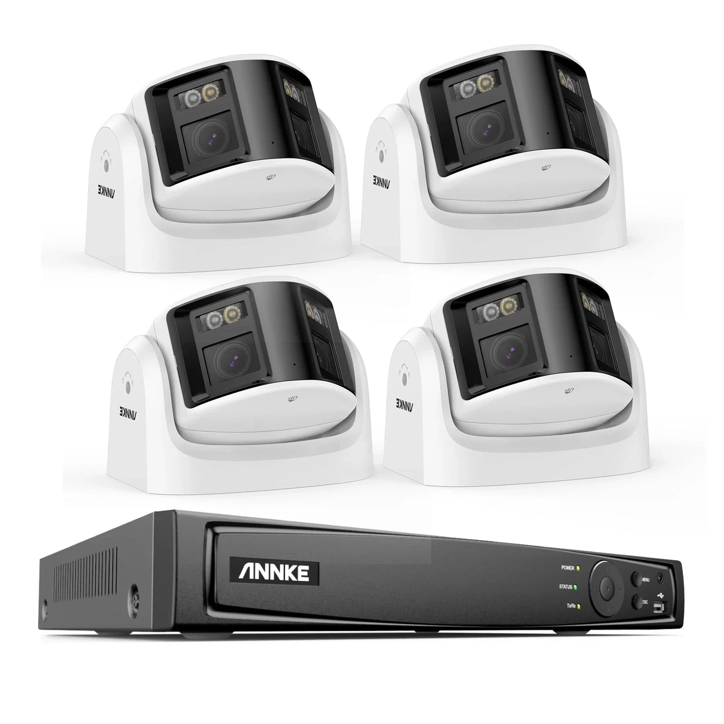 8MP Security Camera, Dual Lens, Ultra HD, AI Human Detection, CCTV Video Surveillance, 180 Degrees Panoramic