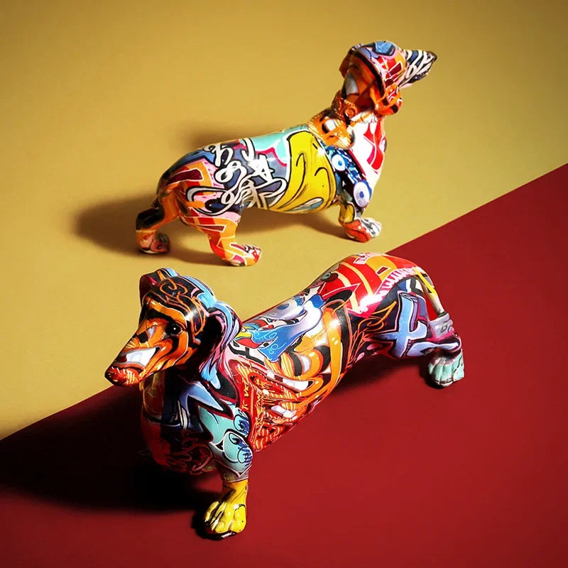Creative Painted Colorful Dachshund Dog Decoration