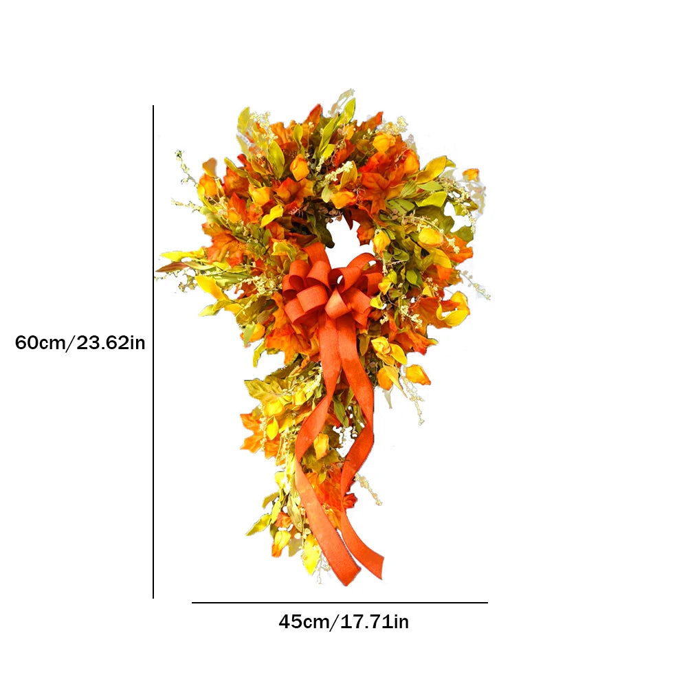 Thanksgiving Farmhouse Autumn Wreath, Maple Leaf