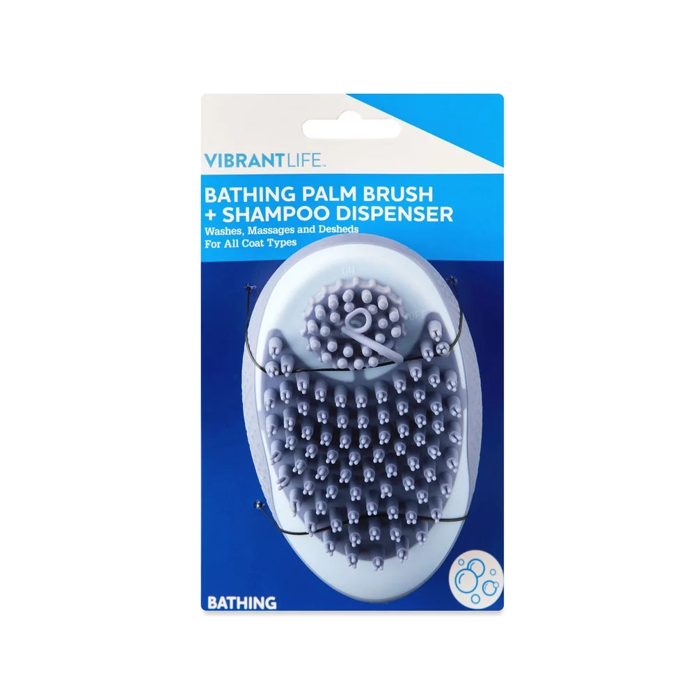 Ergonomic Dog Brush, Shampoo Dispenser, Bathing Tool, Soft Silicone Bristles