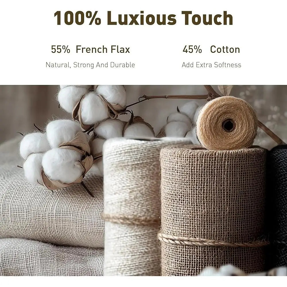 Organic Linen-Cotton Blend Duvet Cover Set, Queen Size, 3Pcs, Minimalist