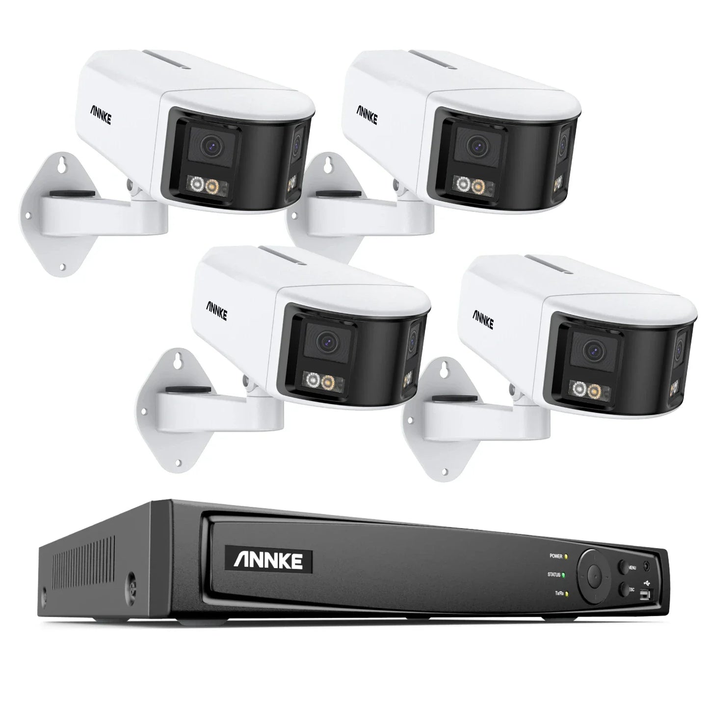 8MP Security Camera, Dual Lens, Ultra HD, AI Human Detection, CCTV Video Surveillance, 180 Degrees Panoramic