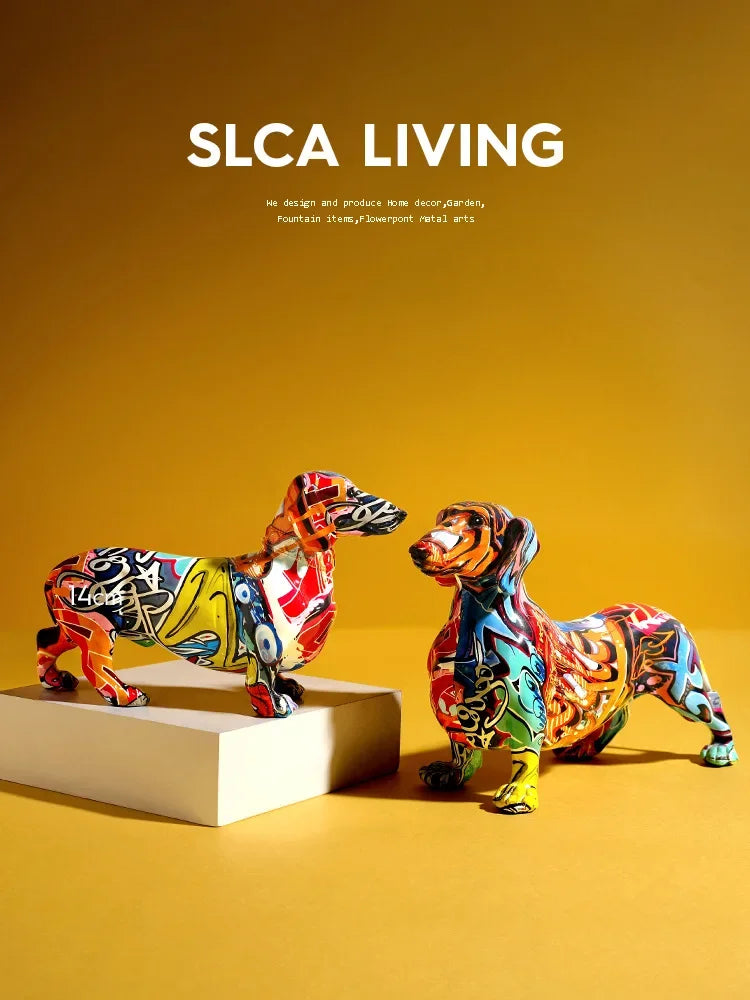 Creative Painted Colorful Dachshund Dog Decoration