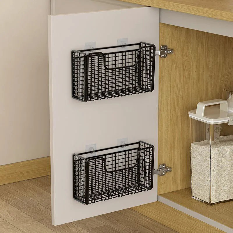 Punch-free Wall Mounted Iron Kitchen Cabinet Door Storage Box, Wall-mounted