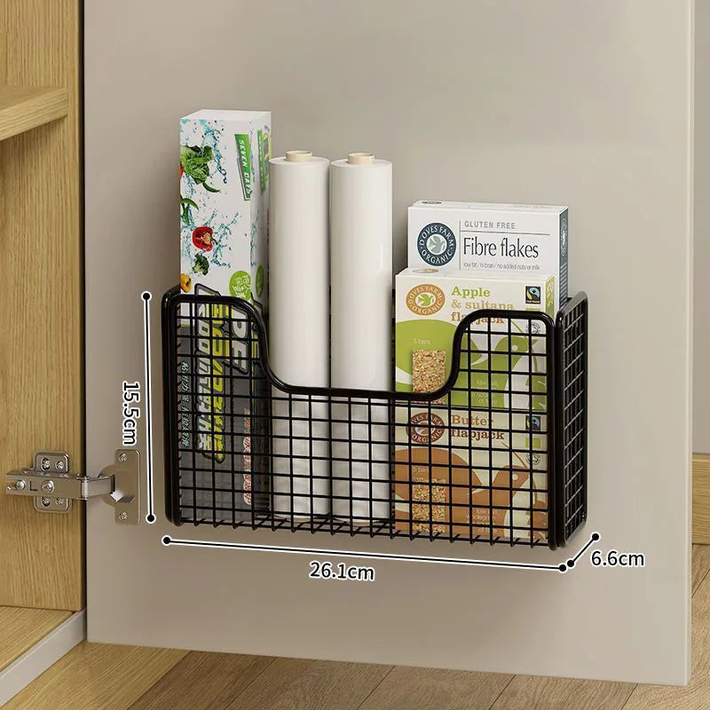 Punch-free Wall Mounted Iron Kitchen Cabinet Door Storage Box, Wall-mounted