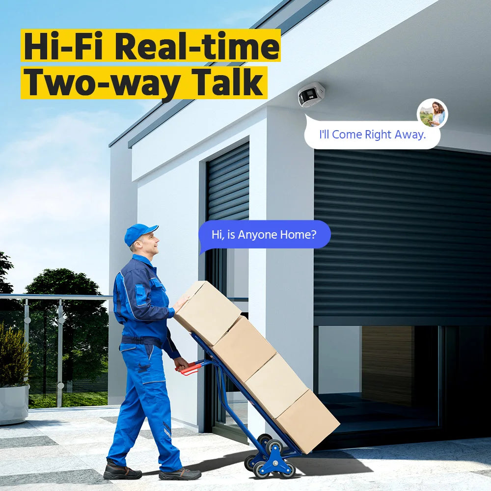 8MP Security Camera, Dual Lens, Ultra HD, AI Human Detection, CCTV Video Surveillance, 180 Degrees Panoramic