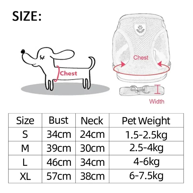 Cat Vest Harness with Lead Leash For Small Dogs and Cats, Polyester, Adjustable, Mesh
