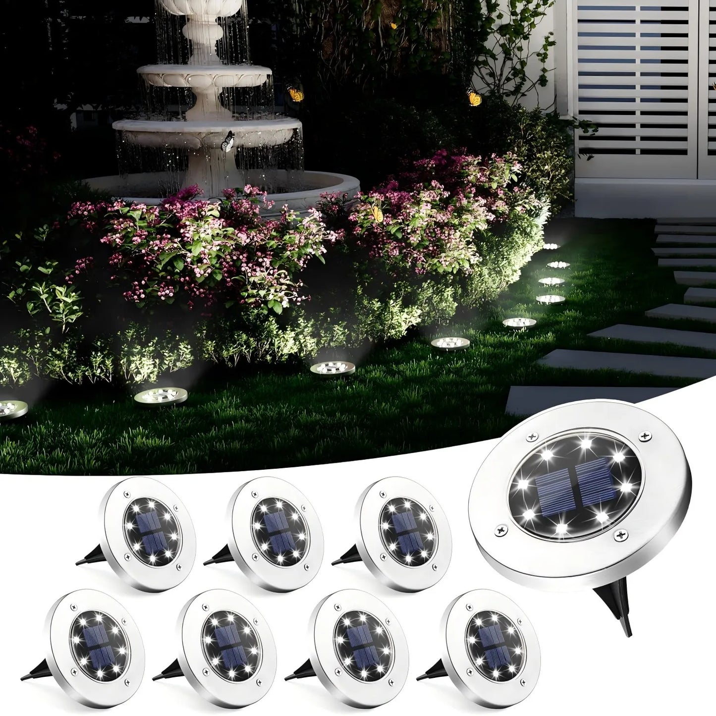 4 or 8pcs Solar Lights Outdoor, Solar Landscape Lighting for Garden, Yard, Pathway (Cool/Warm White)