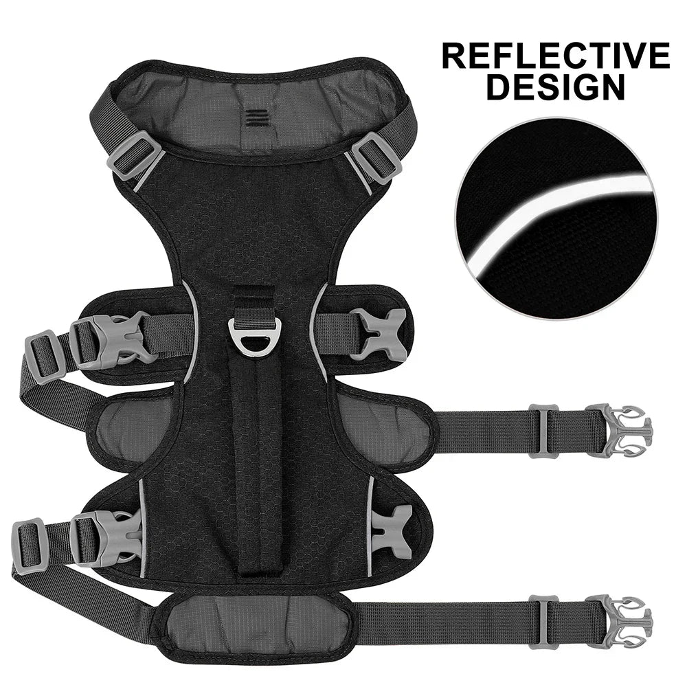 Escape Proof Adjustable Nylon Dog Harness, Reflective, Durable