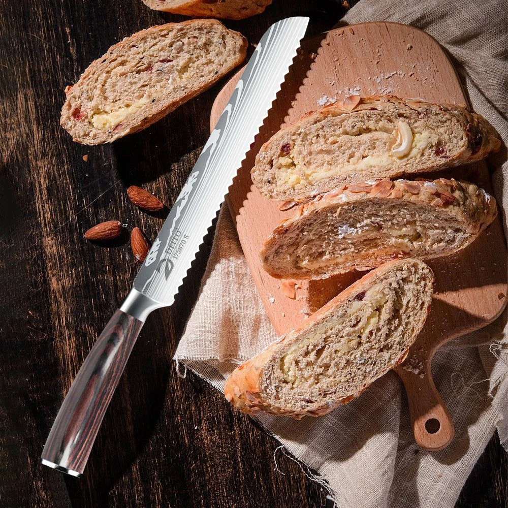 Kitchen Bread Knife, Serrated, Stainless Steel Blade