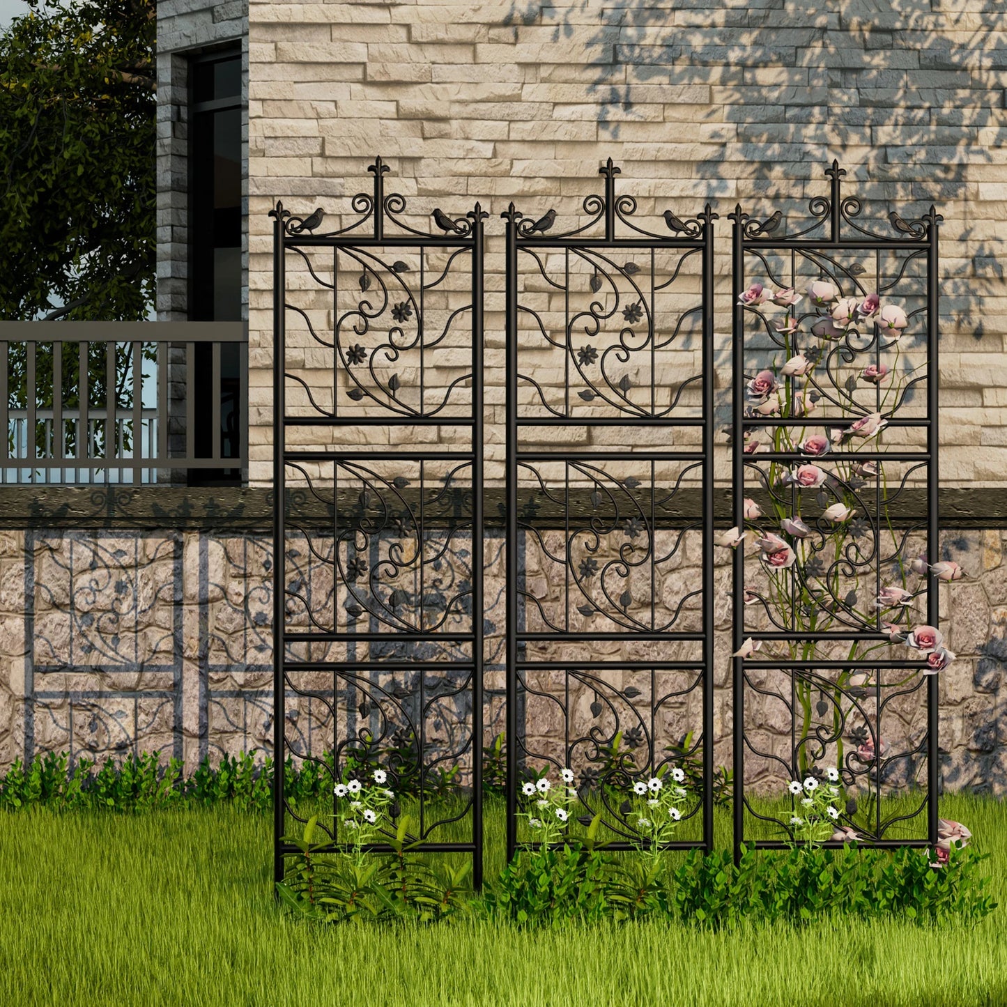 71-inch Decorative Metal Outdoor Garden Trellis, Lattice Panel