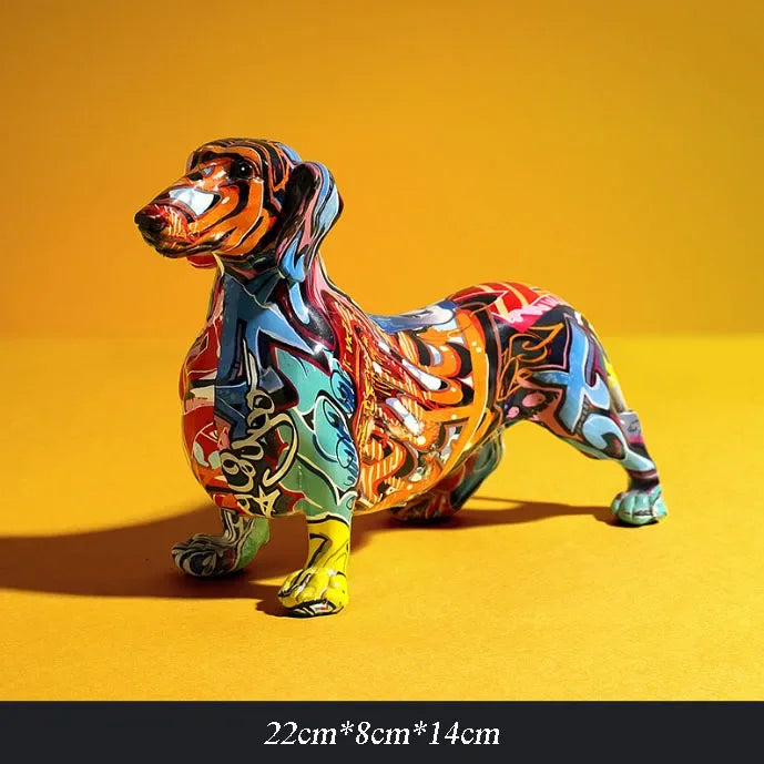 Creative Painted Colorful Dachshund Dog Decoration