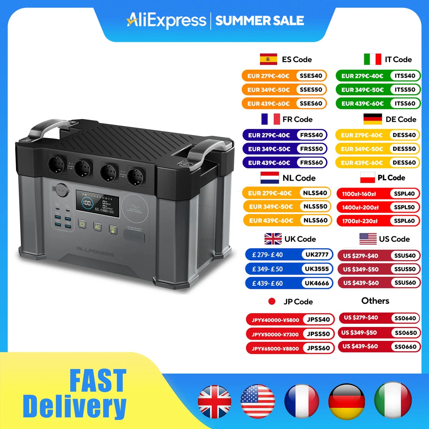 Portable Power Station 2000W / 2400W Emergency Backup High-power Power Supply