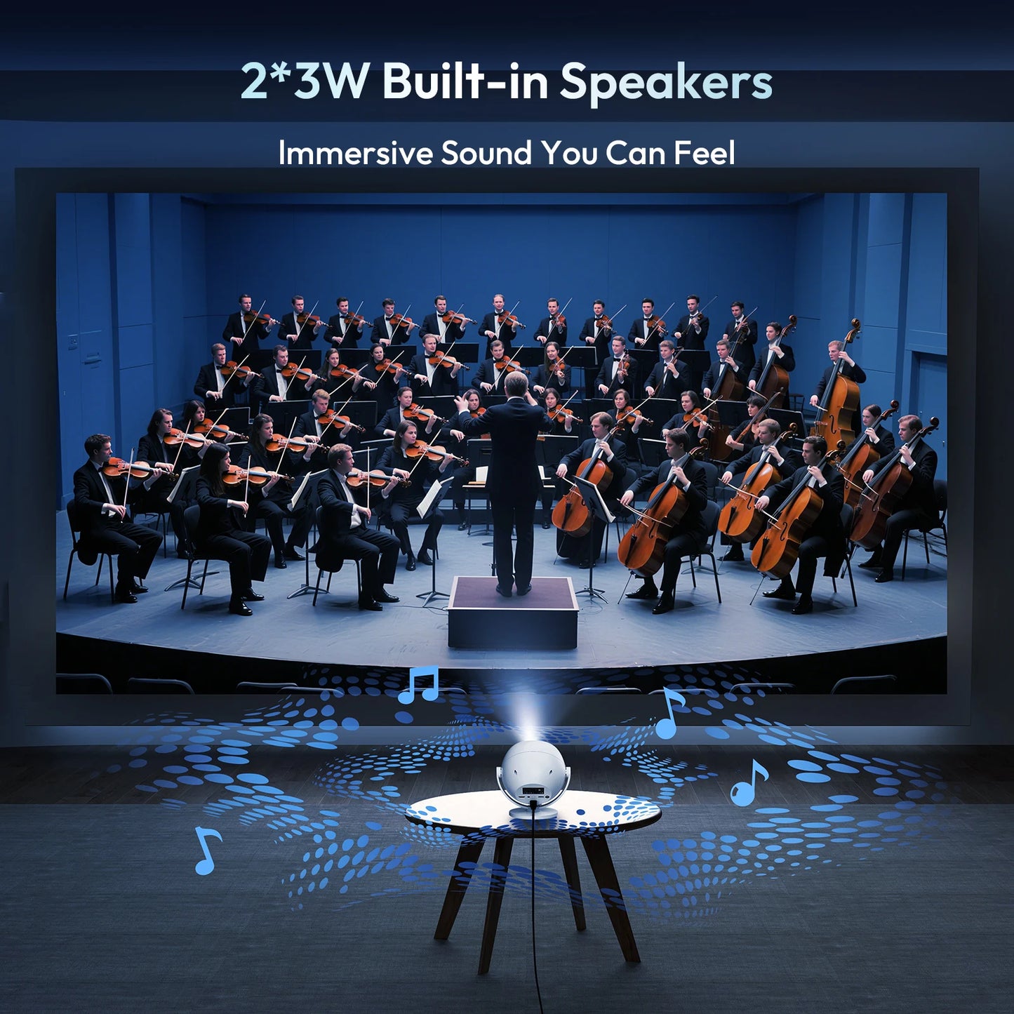 Electric Focus & Unique design 350 Ansi 4K Android Projector, WiFi, Bluetooth, Zoom Home Theater, Movie Projectors
