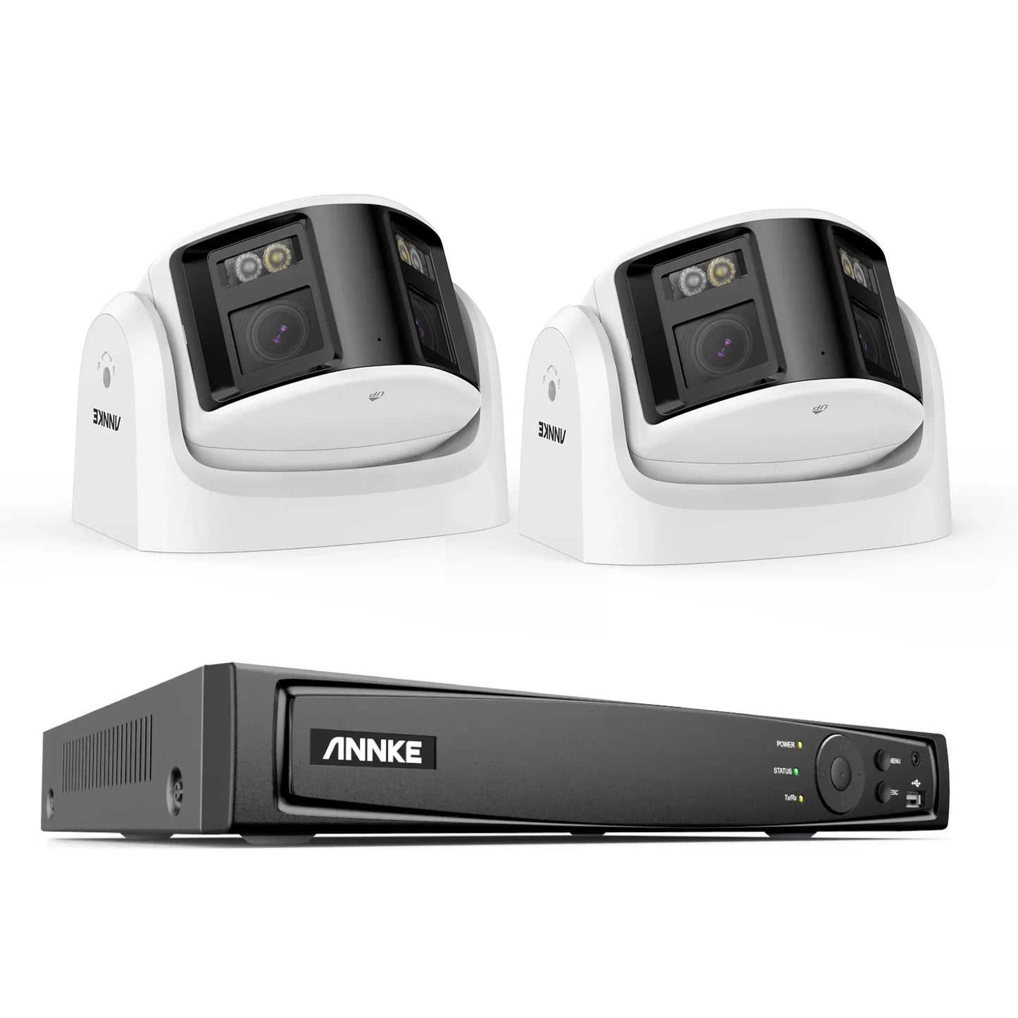 8MP Security Camera, Dual Lens, Ultra HD, AI Human Detection, CCTV Video Surveillance, 180 Degrees Panoramic