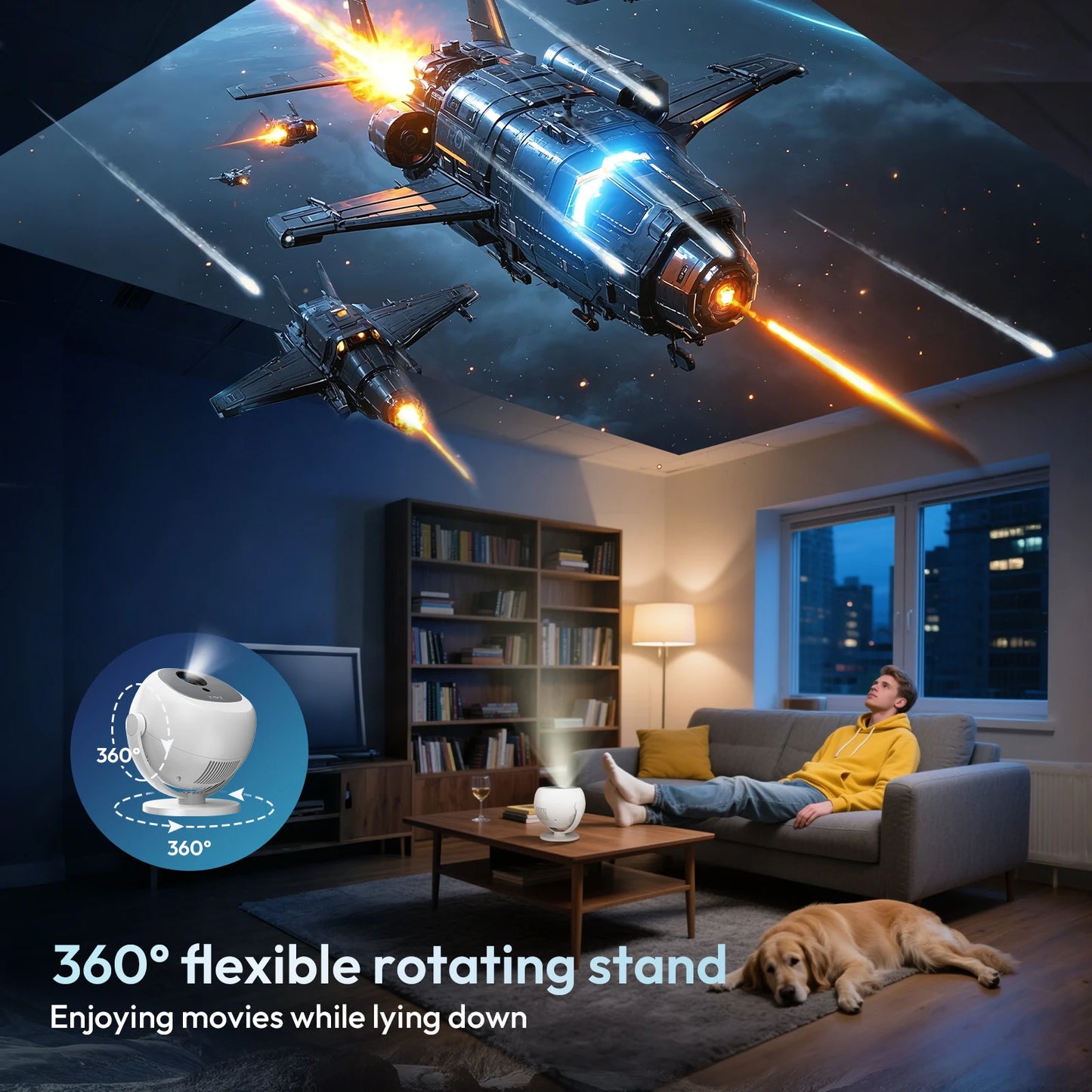 Electric Focus & Unique design 350 Ansi 4K Android Projector, WiFi, Bluetooth, Zoom Home Theater, Movie Projectors