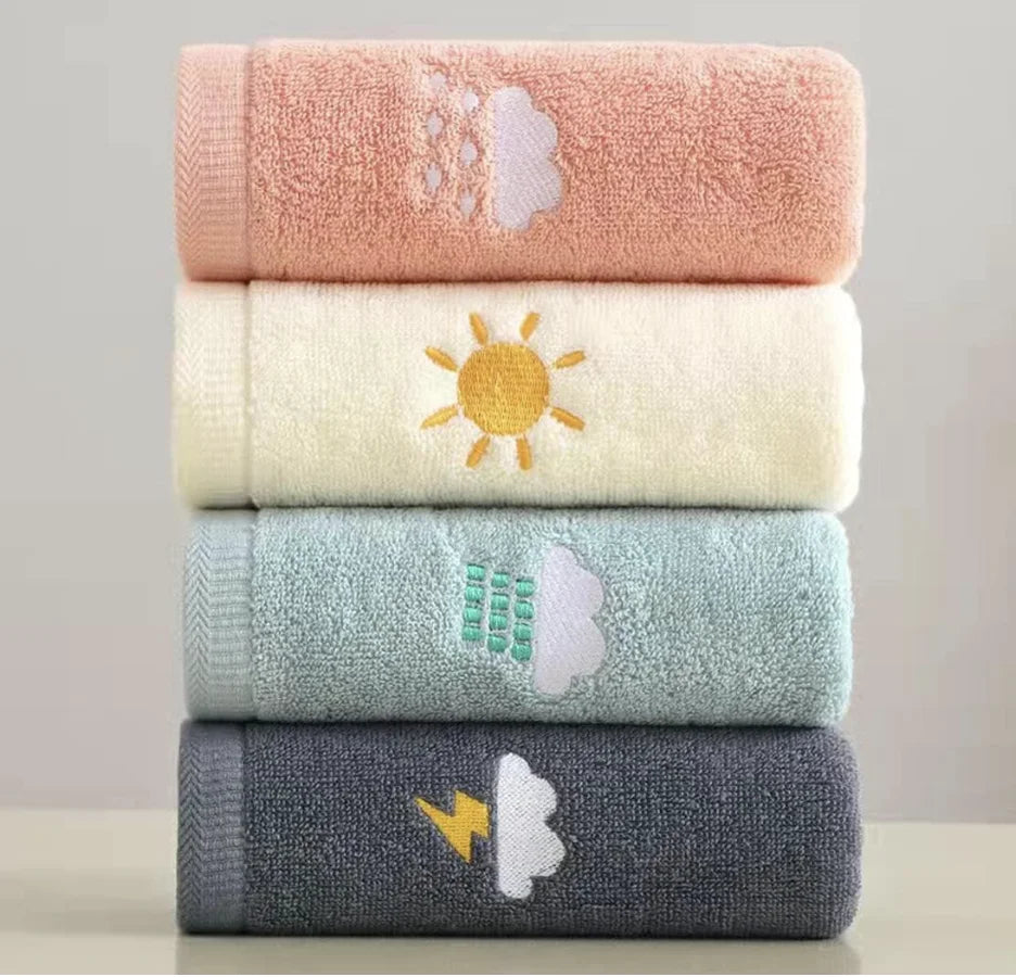 Bathroom Cotton Hand Towels, Set of 4, Absorbent and Soft