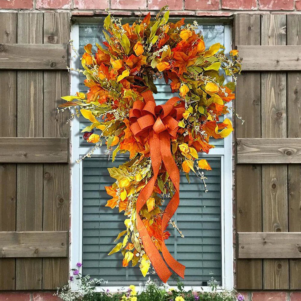 Thanksgiving Farmhouse Autumn Wreath, Maple Leaf