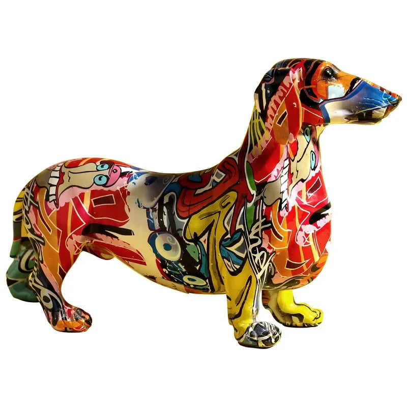 Creative Painted Colorful Dachshund Dog Decoration