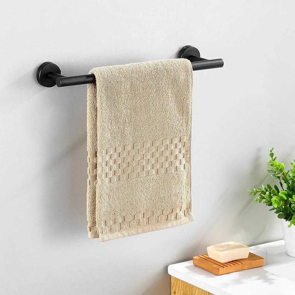 14 Pieces Stainless Steel Matte Black Bathroom Accessories Set, Wall-Mounted Towel Bar, Toilet Paper Holder, Racks, Hooks