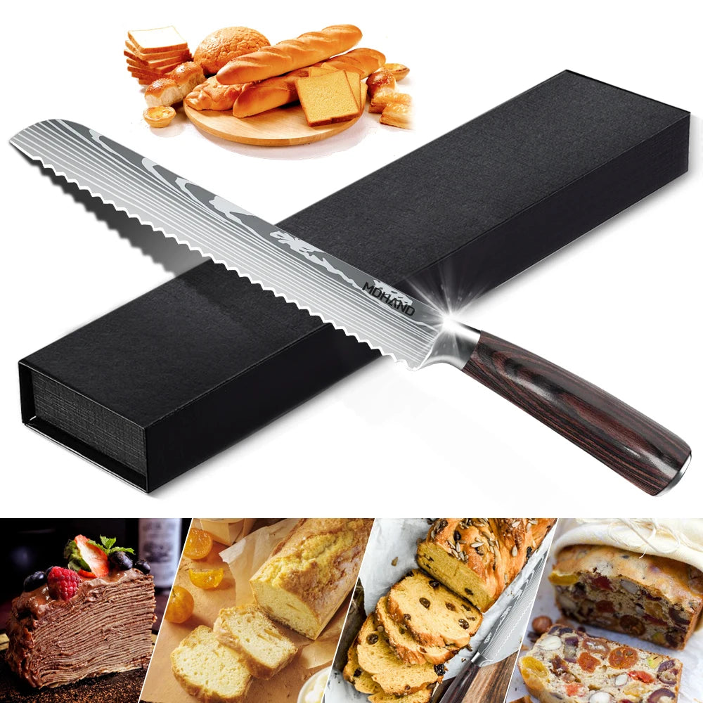 Kitchen Bread Knife, Serrated, Stainless Steel Blade