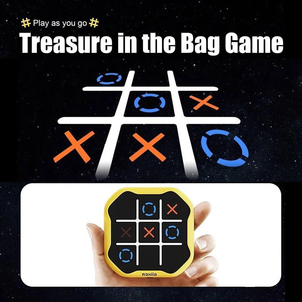 3-in-1 Portable Travel Games, TIC-TAC-TOE, Chess, Focus Challenge, Puzzles for Educational and Memory Growth