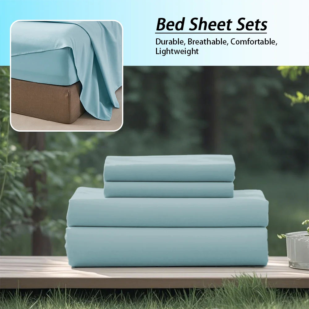 3 or 4 Piece Soft Solid-Color Fashionable Bedding Set, Brushed Microfiber, Various Colors and Sizes