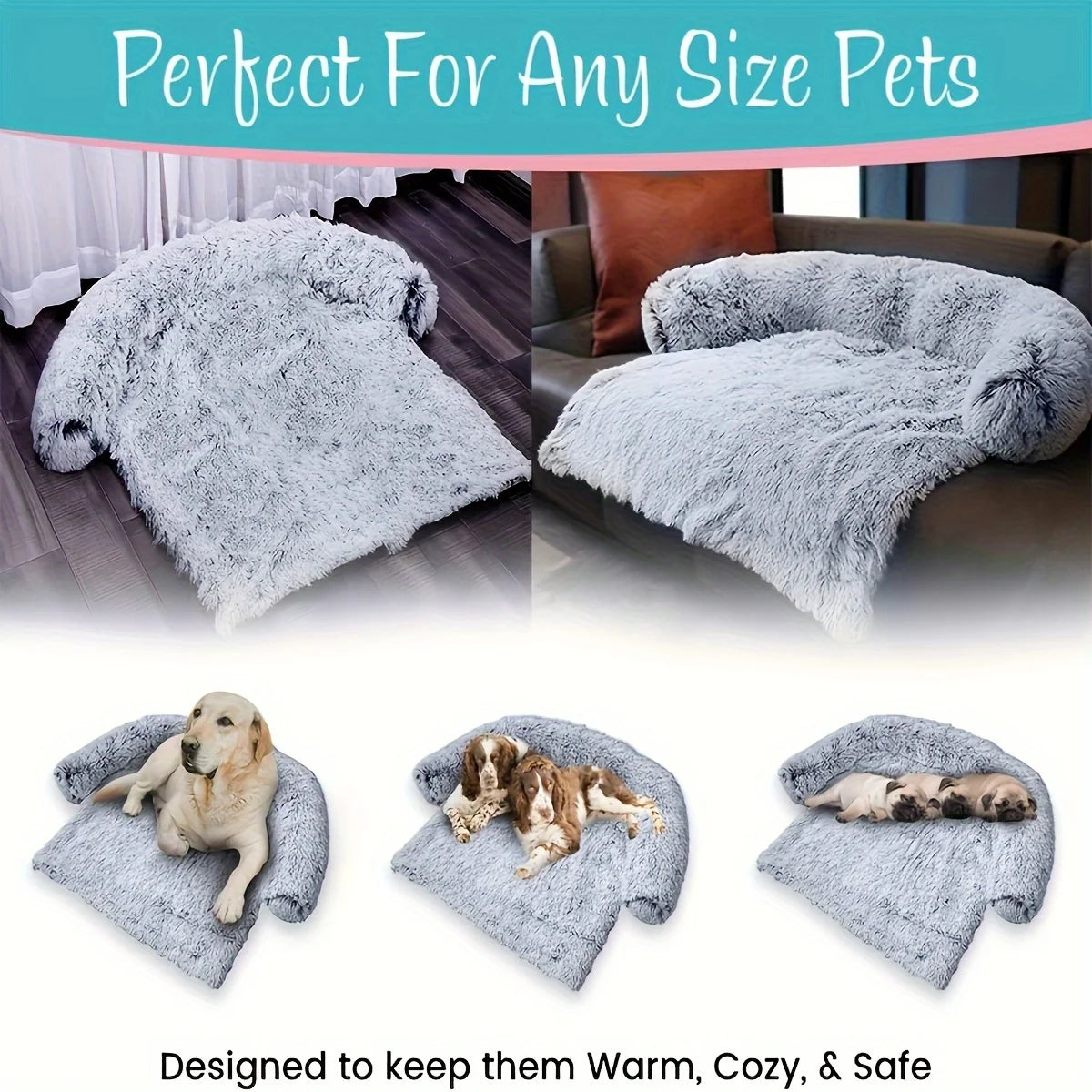 Pet Sofa Cushion, Dog and Cat Blanket with Soft Neck Pad